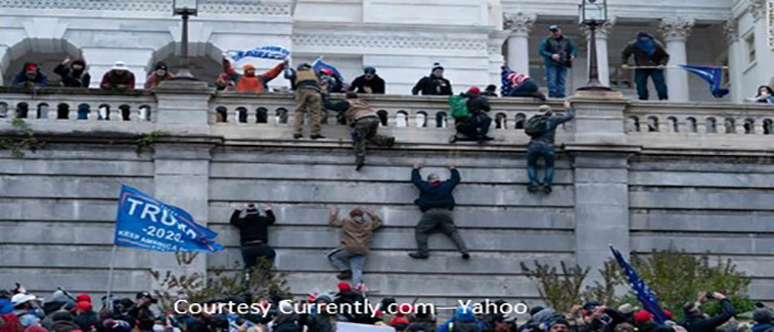 Rioters scaling US Capitol
