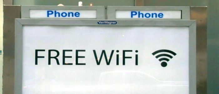 Phone Booth converted to wi-fi hotspot