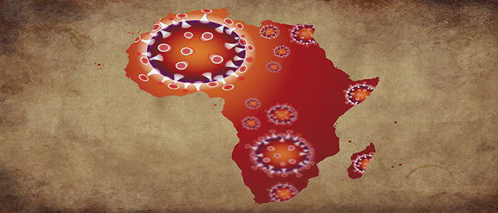 Coronavirus map Africa, pandemic, epidemic virus covid-19 disease