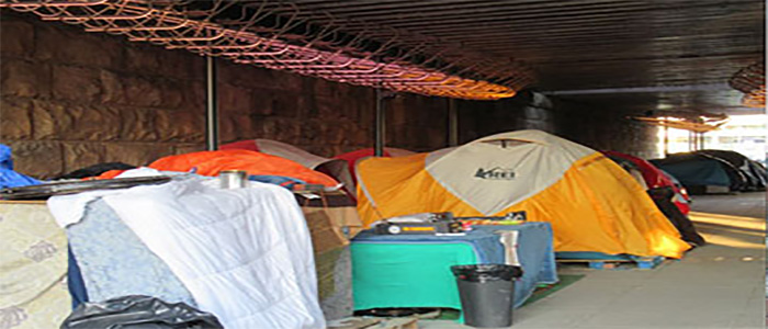 Ho,eless tent encampments in underpass in Washington DC