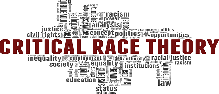 Critical Race Theory vector illustration word cloud isolated on a white background.